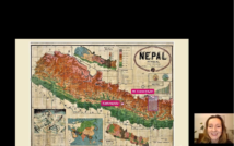 Mapa Nepalu. W jej prawym górnym rogu napis: Nepal Physical. W prawym dolnym rogu kobieta, która mówi. Niżej napis: Magda Jończyk. Poniżej napis: Photography.