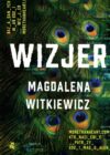 Okładka książki, pawie pióra, w połowie napis: Wizjer, Magdalena Witkiewicz